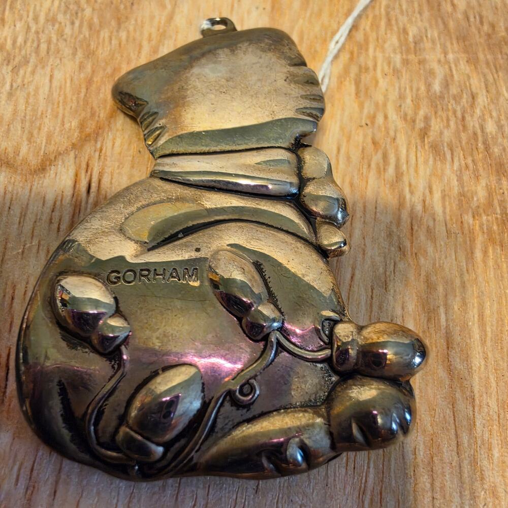 Vintage Gorham Cat Silver Plated Christmas Ornaments set of 3 heavy quality
